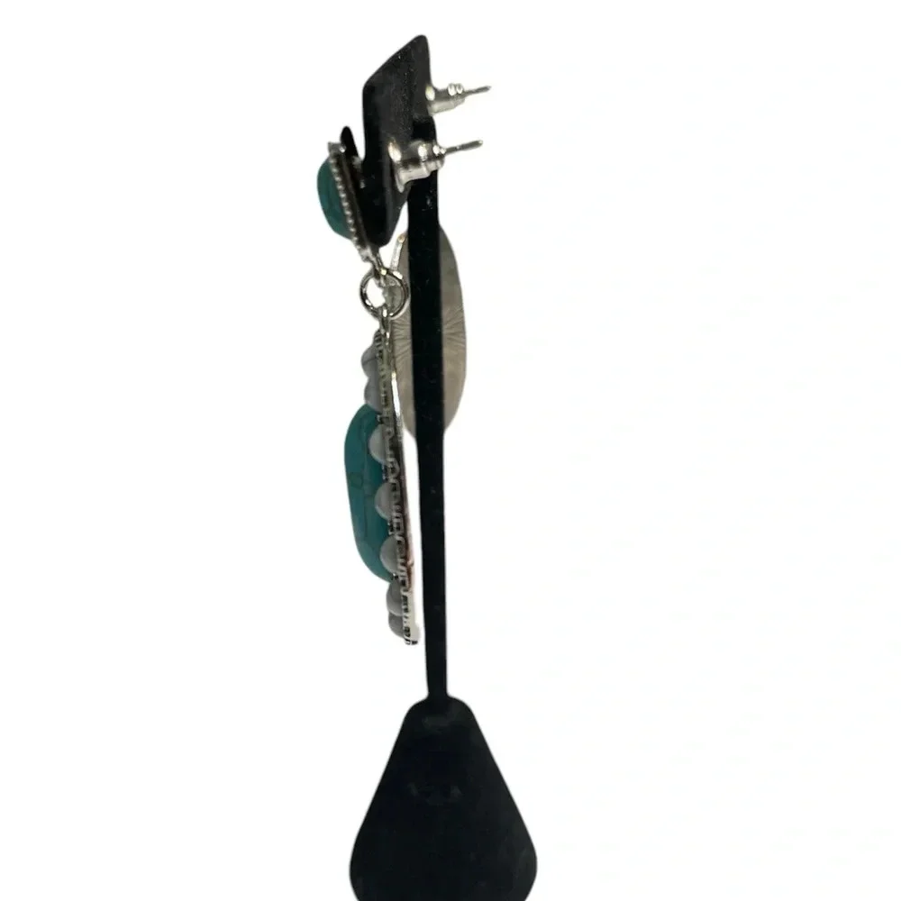 NWT 3 for $20 Silver Turquoise & White Stone Pierced Dangle Earrings “you pick 3 - Picture 3 of 5